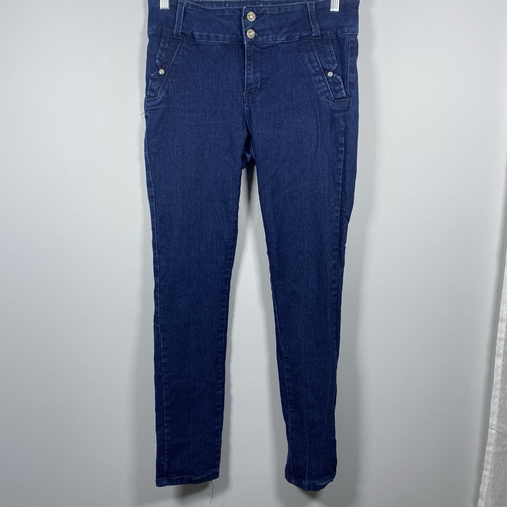 M. Michel Dark Wash Mid Rise Jeans Women's Size 11‎ USA Made Skinny Embellished